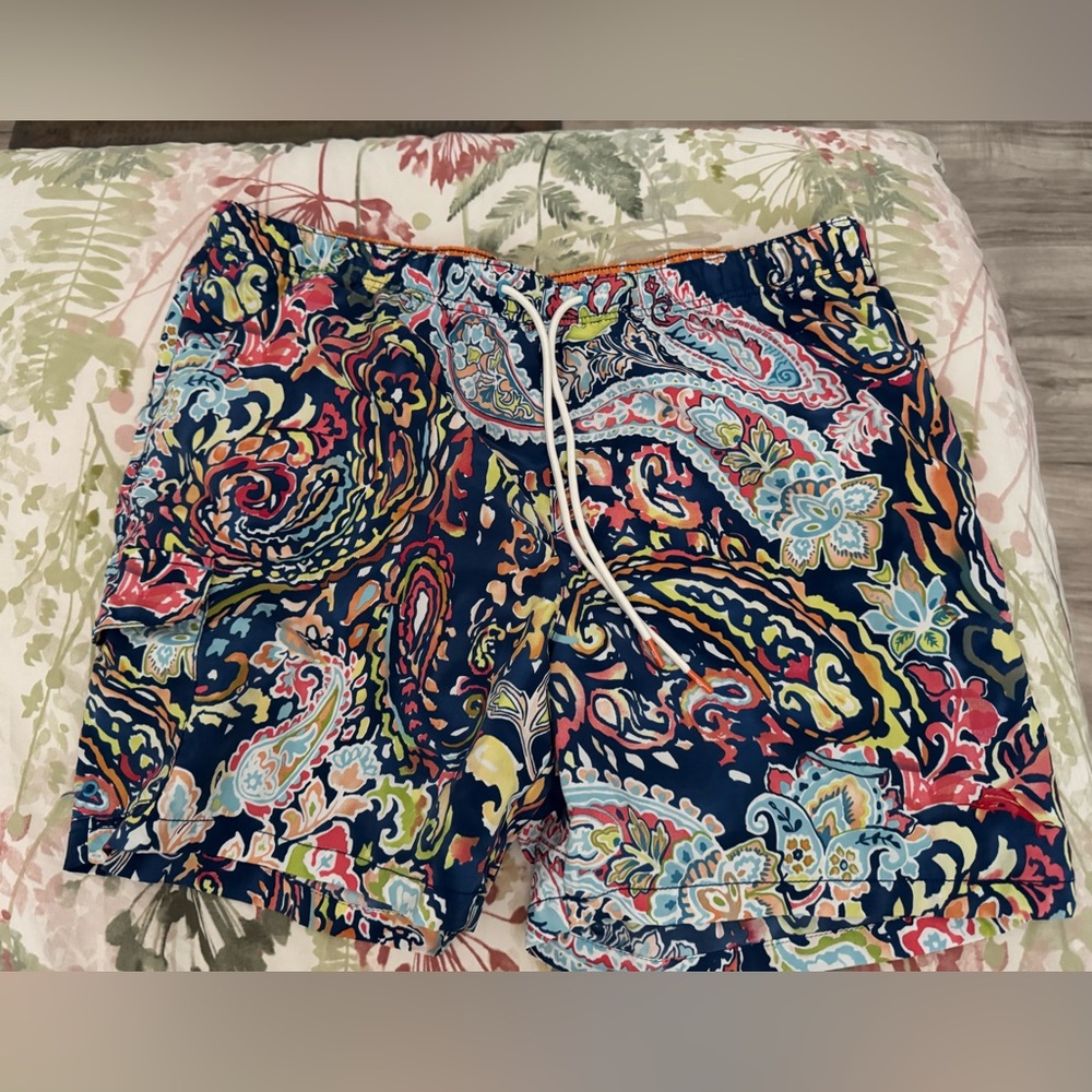 Tommy Bahama Blue and Red Cargo Shorts with Drawstring Waist